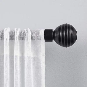 Modern Layer 1" Curtain Rod and Coordinating Finial Set Matte Black Adjustabl... - Picture 1 of 5