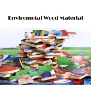 Wooden 3d Cartoon Animal Jigsaw Puzzle Montessori Educational Toys For Kids New - Picture 1 of 31