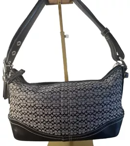Borsa hobo Coach firmata nera e grigia tela/pelle Soho Y2K - Foto 1 di 7