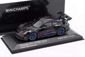 Porsche 911 (992) GT3 RS Weissach Paket 2024 schwarz / blaue Felgen 1:43 Minicha - Bild 1 von 1