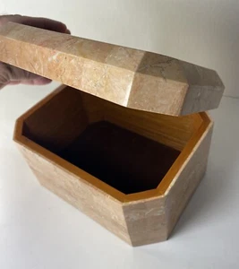 Maitland Smith Tessellated Stone Hinged Box Vintage Philippines 8.25"x 6.25x 5”H - Picture 1 of 11