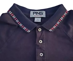 Vintage Ping By Karsten Men's Black Polo Shirt Size Large 100% Cotton - Picture 1 of 7