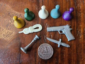 Vintage 1960 Clue Board Game Replacement Pieces Revolver Knife Candlestick Rope+ - Picture 1 of 10