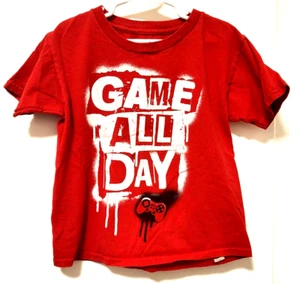GILDAN Red Tee Game All Day Short Sleeves Kids 6/7 - Picture 1 of 6