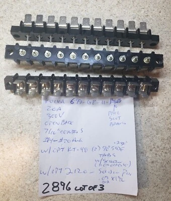 New Lot of (3) Kulka 699-GP-11 PSB Single Row 20A 300V Barrier Block w/Options - Image 1 of 4