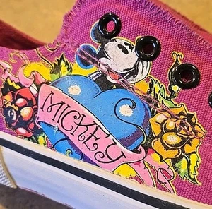 Disney Mickey Mouse Ed Hardy Style Shoes Magenta Women’s Size 8 - Picture 1 of 9