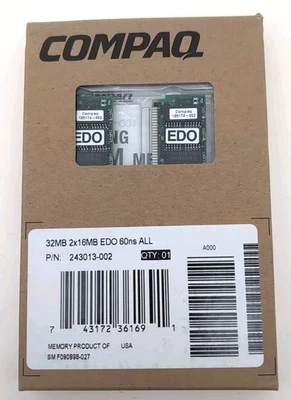 NEW NOS SET: Compaq 2x16MB EDO SIMMs 72-pin RAM 32MB Total NEW 243013-002 1996 - Image 1 of 4
