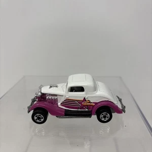 Hot Wheels Vintage 3-Window '34 White Pink 196 BW Blackwall 1992 Loose - Picture 1 of 10
