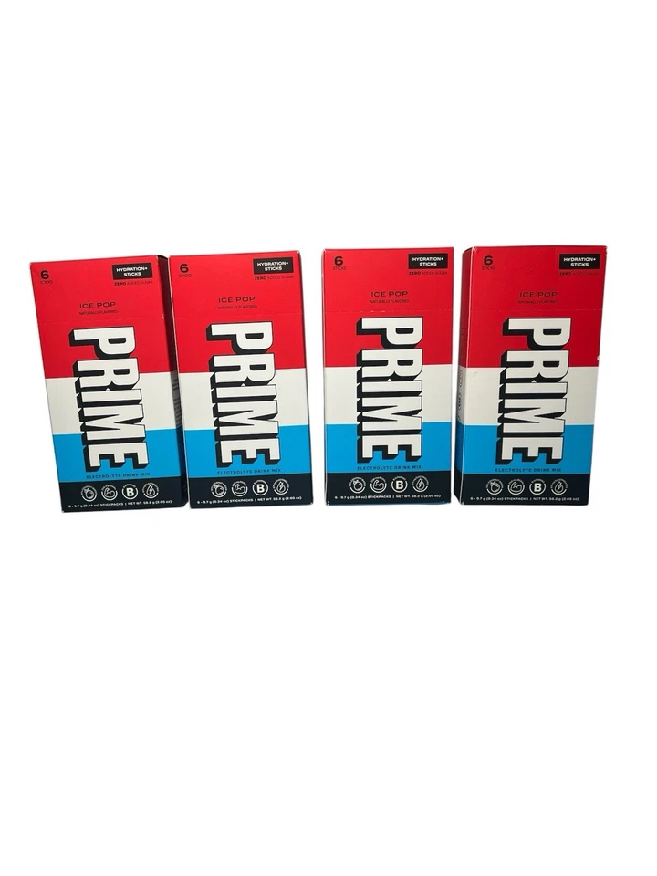 Prime Hydration Drink Sticks. Ice Pop 6 Sticks. Boxes 24 Sticks. Obo