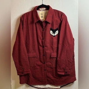 JHM Gingham Jacket with Fox Fluffy Patch Cotton Blend 3XL - Picture 1 of 7