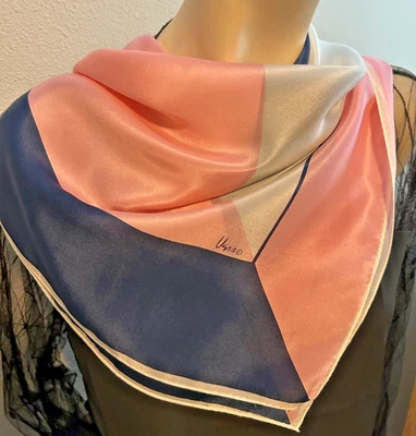 Cuadrado mediano vintage 28x29 pulgadas rosa, azul, geo. Estampado - Seda - Vera - VS-29 Foto 1 de 4