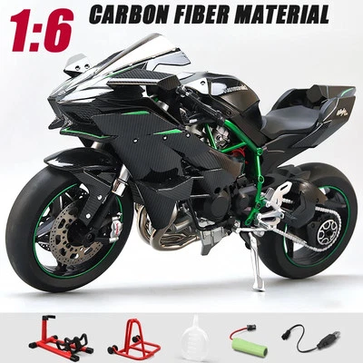 Carbon Version Spray 1:6 Kawasaki Ninja 500 H2R Motorcycle Sound Light Smoke - Image 1 of 4