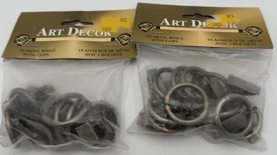 Anillos de cortina de metal vintage 1996 decoración artística con clips peltre 2 paquetes de 10 cada uno Foto 1 de 4