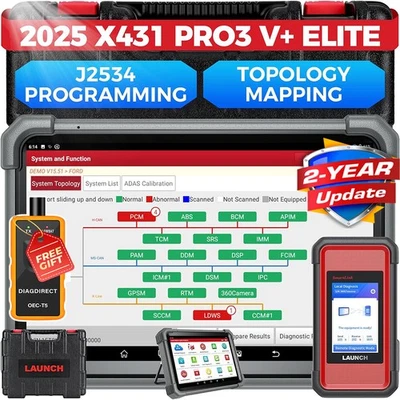 LAUNCH X431 PRO3S ELITE V+ 5.0 PRO5 Car Diagnostic Tool J2534 Programming Coding - Image 1 of 4