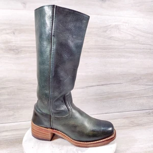 Vintage Frye Campus 14L Damenstiefel 8 M grün türkis eckige Zehenpartie Westernstiefel - Bild 1 von 13