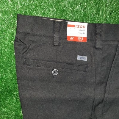 IZOD Golf Shorts Regular Fit Solid Black Size 32 - 10.5 Inseam - BN.A