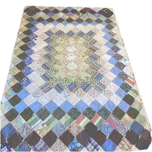 Coperta da lancio annodata a mano 36”x53” patchwork casetta bambino boho - Foto 1 di 6