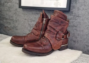 A.S.98 Biker Boots Saint Metal Gr 42 Nieten Cognac Vintage Leder Airstep - Bild 1 von 8