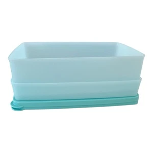 Tupperware Juego de 2-Freeze-It Plus Copo de Nieve Mediano Azul Rectángulos Poco Profundos NUEVO - Imagen 1 de 7