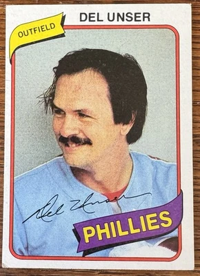 DEL UNSER Philadelphia Phillies # 27 1980 Topps MLB Baseball Card 1979 Season - Image 1 of 2