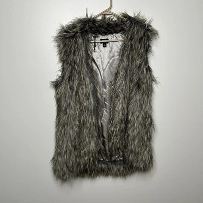 Chaleco de piel sintética para mujer Nicole by Nicole Miller talla grande gris forrado plateado Y2K Foto 1 de 4