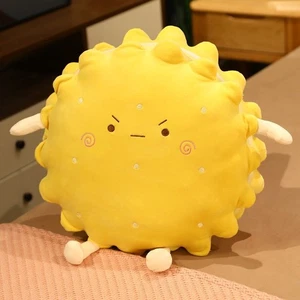 Biscuit Plush Pillow Round Soft Cushion Plush Toy Frowny Face Pillow - Picture 1 of 1