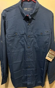 Drake Shirt Long Sleeve Vented Fishing Hiking Blue Gingham Check - Size S - C11 - Picture 1 of 5