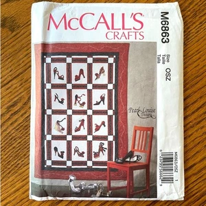 UNCUT McCalls 6863 Craft Sewing Pattern High Heel Shoe Quilt Applique 54x78" - Picture 1 of 2