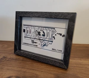 LONDON HEATHROW AIRPORT MAP - 3D Printed Aviation Art/Artwork with Frame Custom
