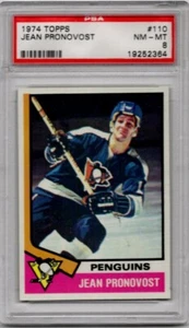 1974 TOPPS # 110 JEAN PRONOVOST,PENGUINS-PSA 8++++++VIVID VERY LOW POP BEAUTY ! - Picture 1 of 1