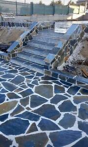 Natursteine Terrassenplatten Polygonalplatten Gehwegplatten Quarzit Pilio Blau