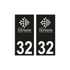 32 Occitanie nouveau logo noir autocollant plaque immatriculation auto ville sti