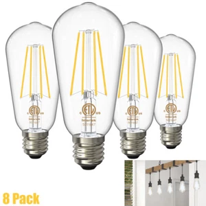 8 Pack LED Edison Bulbs 60W Equivalent Dimmable E26 4000K Wall Sconce Pendant 6W - Picture 1 of 11
