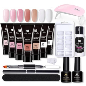 POLY Nail GEL UV Quick Extension Builder Kit Gel Nail Polish Nail Art LED Lamp - Picture 1 of 17