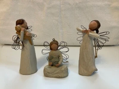3 Willow Tree ornaments Angel of 1999 Friendship 2000 happiness 2001 kindness  - Image 1 of 4