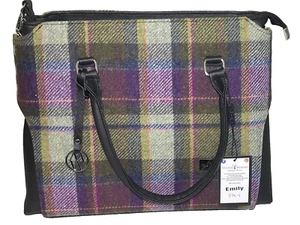 Nuevo Bolso Bandolera Mucros Weavers Emily Mujer Tweed Cuadros Verde Púrpura - Imagen 1 de 16