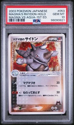 Pokemon Card Team Magma's Rhydon 053/080 1st Ed Magma VS Aqua PSA 10 GEM MT 2003 - Image 1 of 2