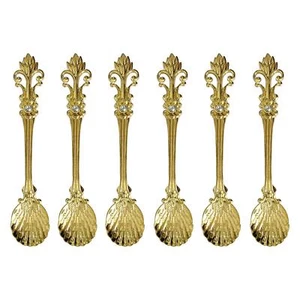 fanquare 6 Pack Mini Spoons Coffee Espresso Demitasse Vintage Tea Spoon 4.5"Gold - Picture 1 of 4