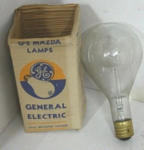 Vintage GE Mazda 500W Bulb with Original Carton NOS - Picture 1 of 2