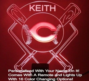 Cincinnati Reds MLB Béisbol Deporte Fan Iluminar LED Lámpara de Noche Personalizada GRATIS - Imagen 1 de 12