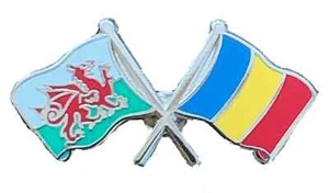 Wales & Romania Flags Friendship Courtesy Enamel Lapel Pin Badge T707 - Picture 1 of 3