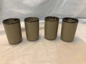 Vintage Set Of 4 Sake Cups 3” x 1.75” Mini Art Pottery Stoneware Vessels - Picture 1 of 14