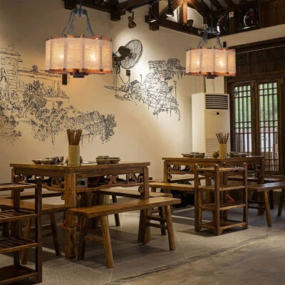 Candelabro rústico vintage fazenda pingente luminária de teto para sala de estar - Imagem 1 de 4