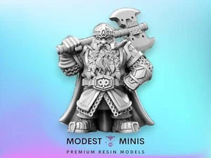 Dwarf Warrior Uddir | 32mm 28mm DnD Mini | Resin | Dungeons and Dragons - Picture 1 of 1