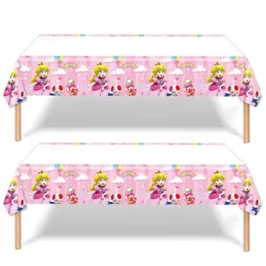 2pack Princess Peach Tablecloth Disposable Tablecover Birthday Party Supplies An - Picture 1 of 3