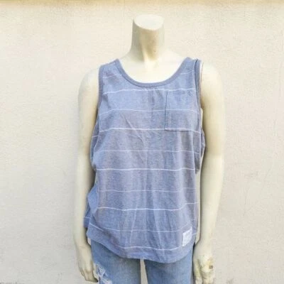 Camiseta sin mangas All Saints para mujer a rayas musculosas sin mangas cuello redondo gris blanco L Foto 1 de 4