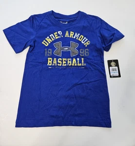 UA Under Armour Little Boy's 5 Short Sleeve Logo T-Shirt Tee Royal Blue Baseball - Picture 1 of 2