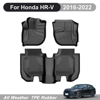 3D Floor Mats Heavy Duty Liners Carpet For car 2016-2022 Honda HR-V TPE Rubber Foto 1 de 4