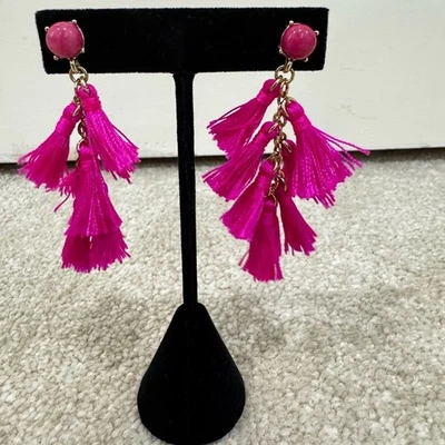 Pink Tassel Drop Earrings - Image 1 of 4