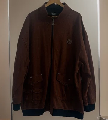 Chaqueta polar ENYCE cremallera completa marrón chocolate grande y alta 4XL Foto 1 de 4